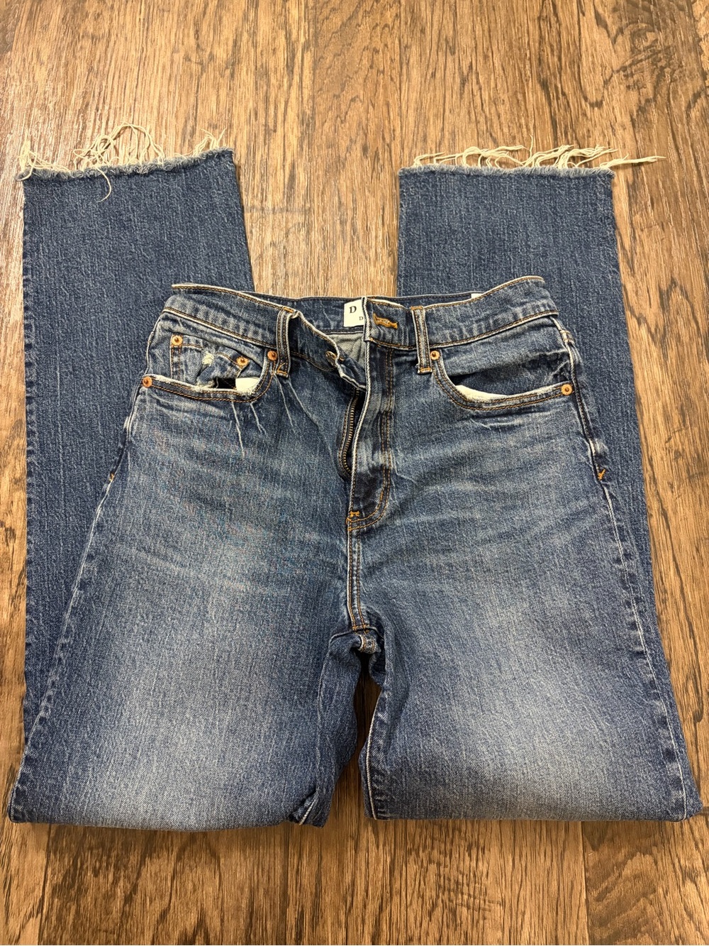 Straight-Leg Women's Jeans in Medium Blue Denim